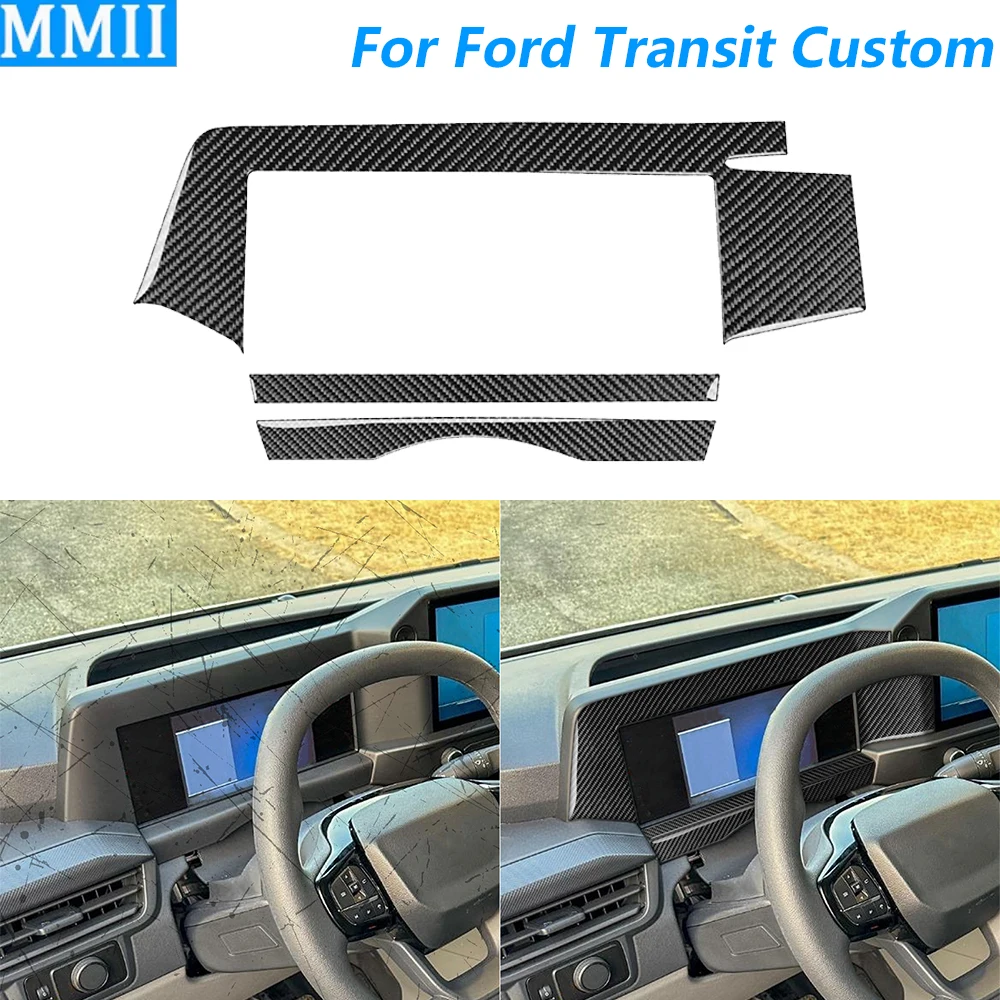 For Ford Transit Custom V700 2023-2026 Carbon Fiber Instrument Speedometer Frame Panel Cover Trim Set Car Accessories Sticker