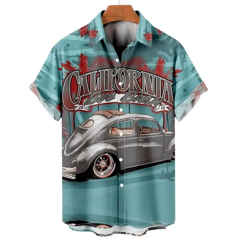 

Men's Casual Summer Hawaiian Shirts 3D Printed Vintage Cartoon Car Pattern Beach Shirt New In Men's Holiday Tee Shirt Clothes