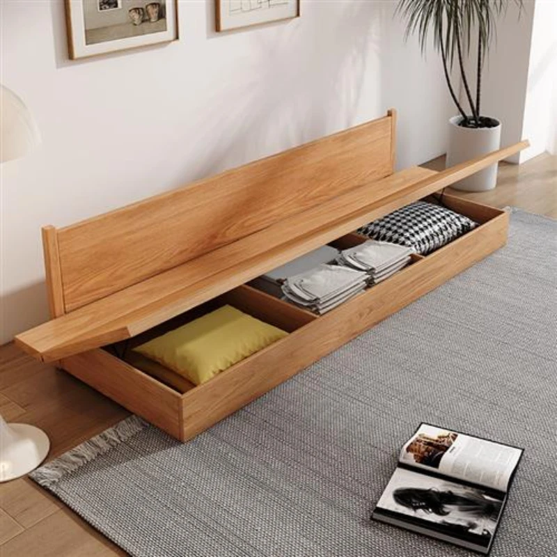 

Sofa Solid Wood Living Room Small Apartment Nordic Simple Storage Three-Person Deck Fabric Log Sofa