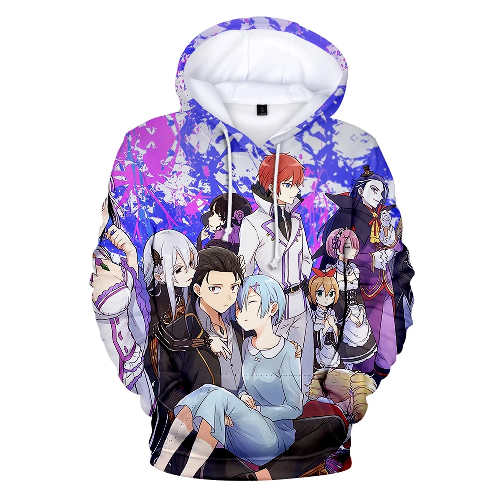 Youthful Re:Life In A Different World From Zero RE0 Subaru Emilia Rem 3D print Hoodies Sweatshirts Casual Long Sleeve Pullovers