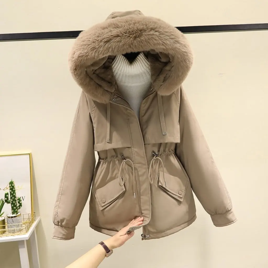 

Parker Women's Fleece-lined Thickened Winter Jacket Korean Style Petite Cotton-padded Coat New