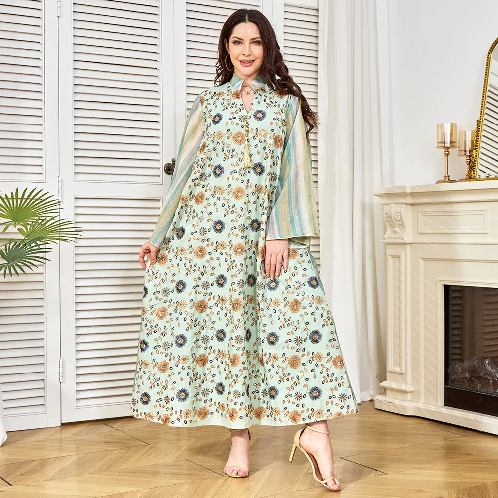 Abaya Dresses Middle East Dubai Saudi Arabia Islamic Ramadan Robe Elegant Bead Embroidered Muslim Luxury Fashion Dress