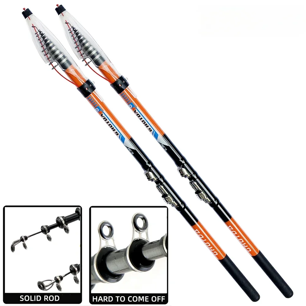 Carbon Rock Fishing Rod 2.7m 3.6m 4.5m 5.4m 6.3m Ultra-light Ultra-hard Carp Pole Telescopic Sea Rods Surfcsting Spinning Pesca