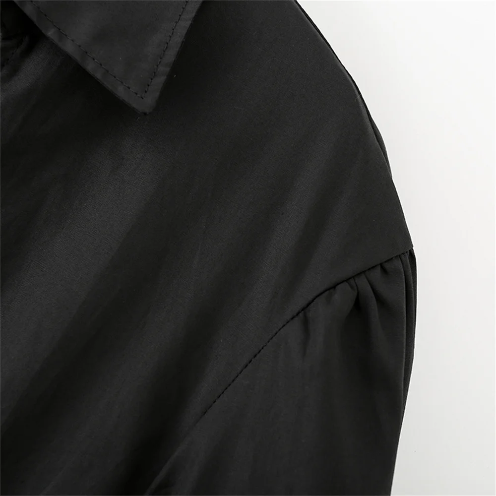 Jesienno-zimowa nowa odzież damska, bardzo prosty styl, koszula z kołnierzykiem, długim rękawem i ozdobną kokardą, wykonana z popeliny.