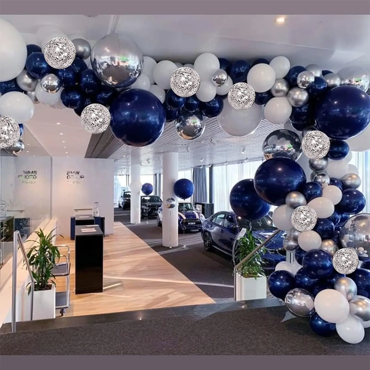 Silver Navy Blue Set Mixed Confetti Latex Balloon Kit For Kids Boy Bar Mitzvah Party Favor Wedding Birthday Holiday Decor