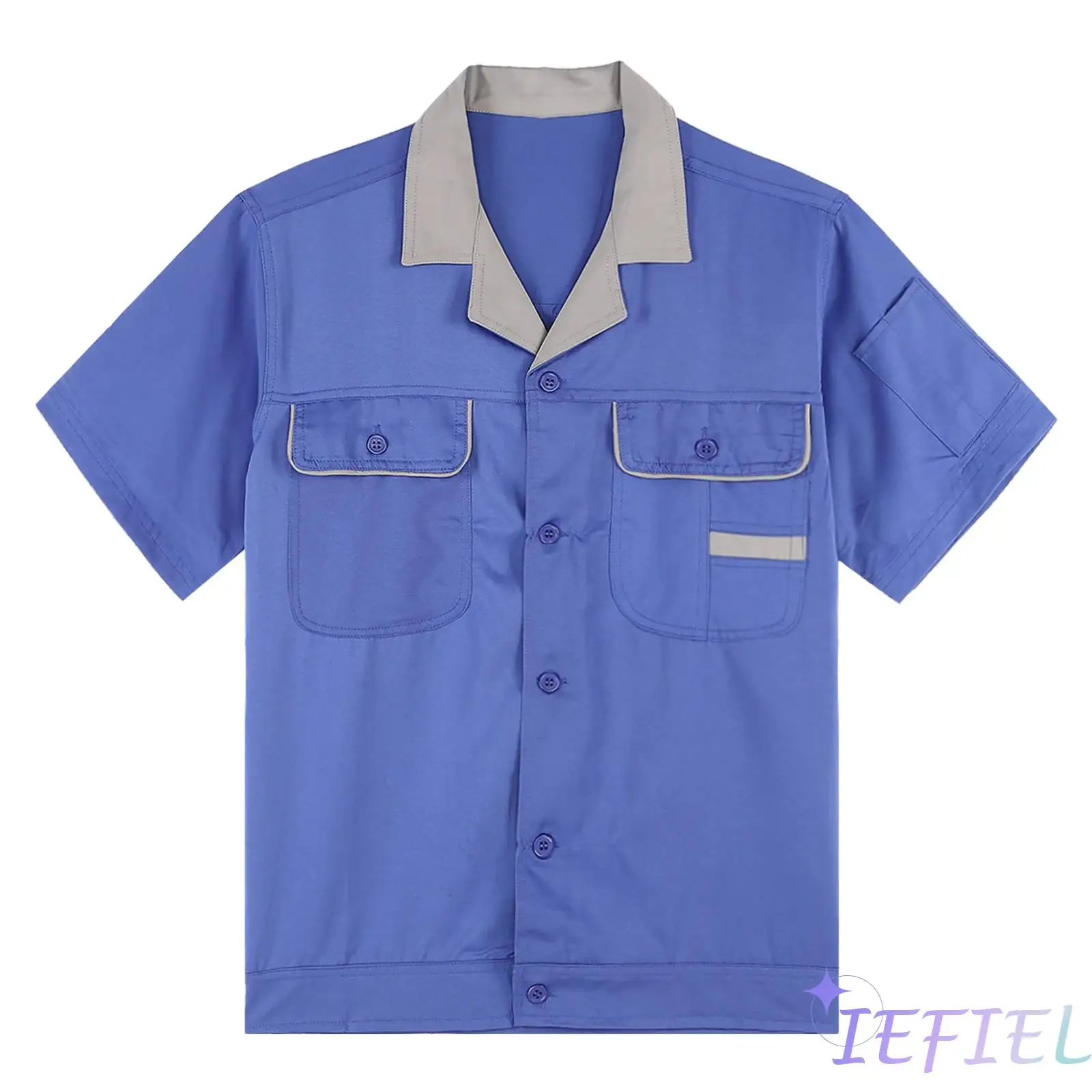 

Men's Short Sleeve Engineering Work Shirt Two Pocket Blouses Jacket Coats Factory Workshop Garage Uniform Uniforms Plus Size