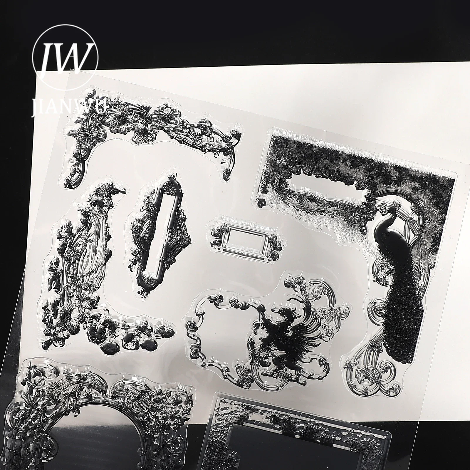 JIANWU Vintage Flower Border Landscape Journal Material Transparent Silicone Stamp Creative DIY Student Supplies Stationery