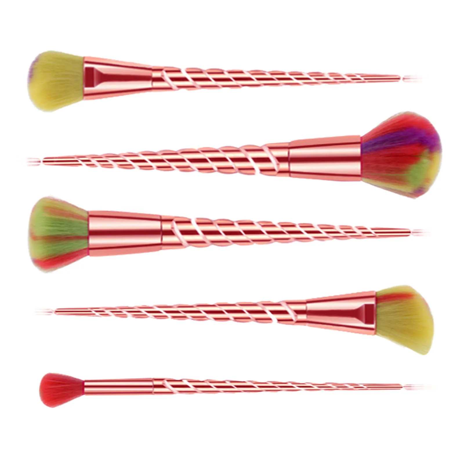 5 pezzi/set pennelli per trucco moda fibra colorata spirale per capelli manico antiscivolo adatto fondotinta in polvere fard correttore multifunzionale