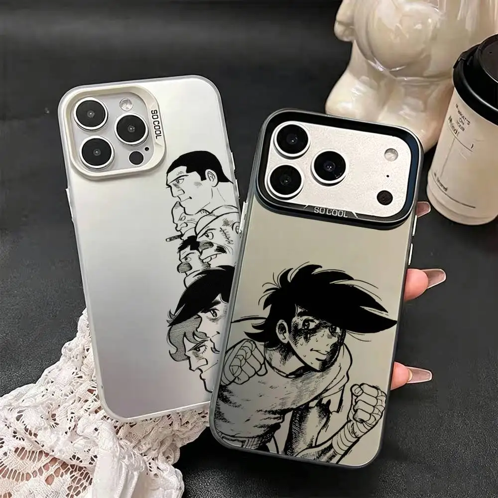 Funda para Teléfono con Diseño de Joe Yabuki Ashita no Joe Manga para iPhone 17, 16, 15, 14, 13, 12, 11, Mini, Pro, E, MAX, Blanca Mate con Acabado Candy
