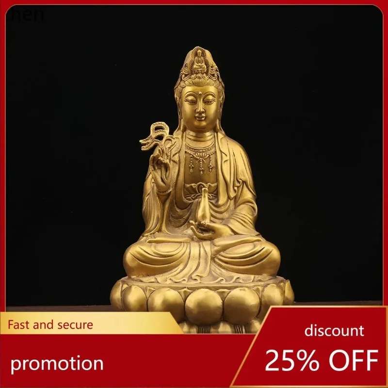 FX-22  pure copperstatue sitting on nanhai guanyin  home temple worship ornaments to give birth to children and keep them safe