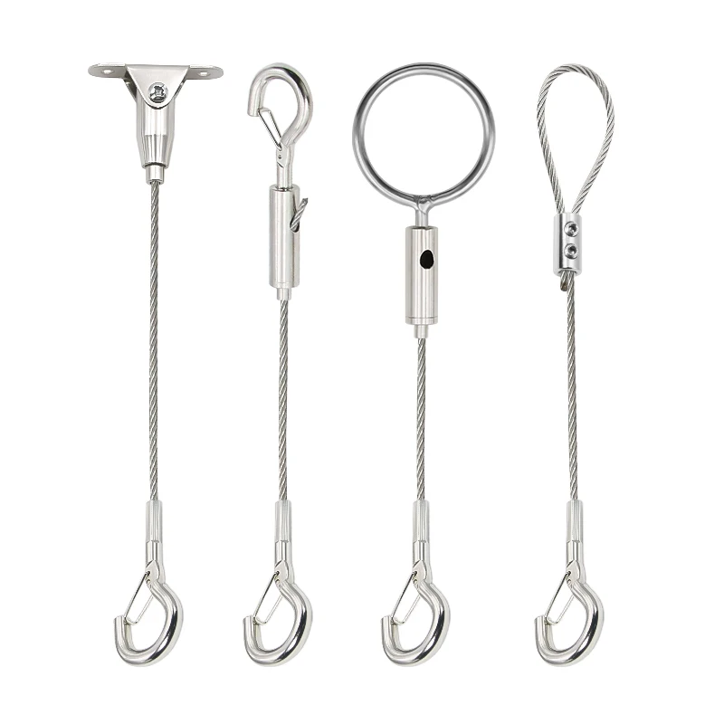 2mm Adjustable Steel Cable Suspension Kit, Heavy-Duty Hook for Steel Wire Rope Capable of Bearing 30kg, Extendable Clothesline