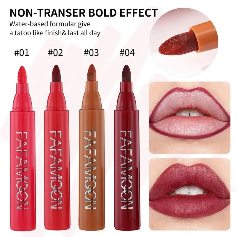 Sdotter 1pcs Lip Marker Stain Pen 2 in 1 makeup applicator Waterproof Matte Lip Marker Highly Pigmented Lip Makeup Pen For Women