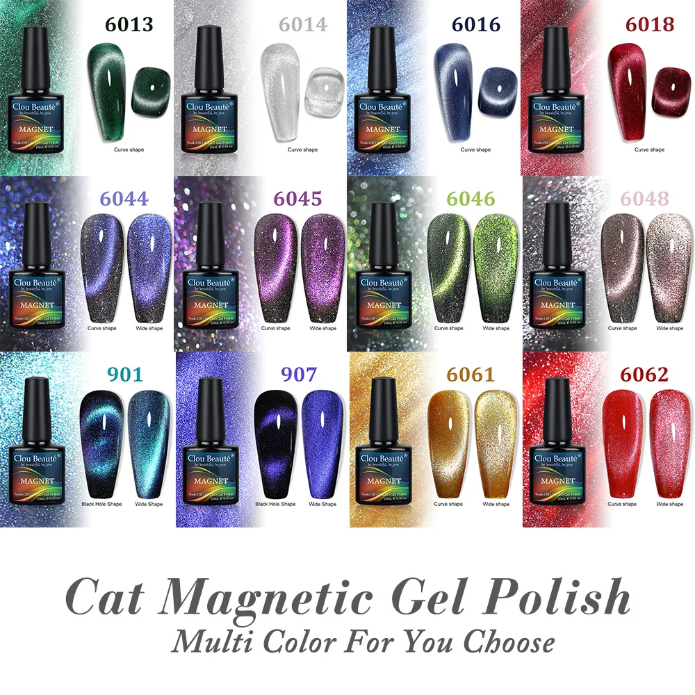 Clou Beaute Cat Magnetischer Gel-Nagellack, 9D, 5D, 2D, Galaxie, holografisch, reflektierend, Aurora-Lack, Wasserlicht, magnetisches Gel