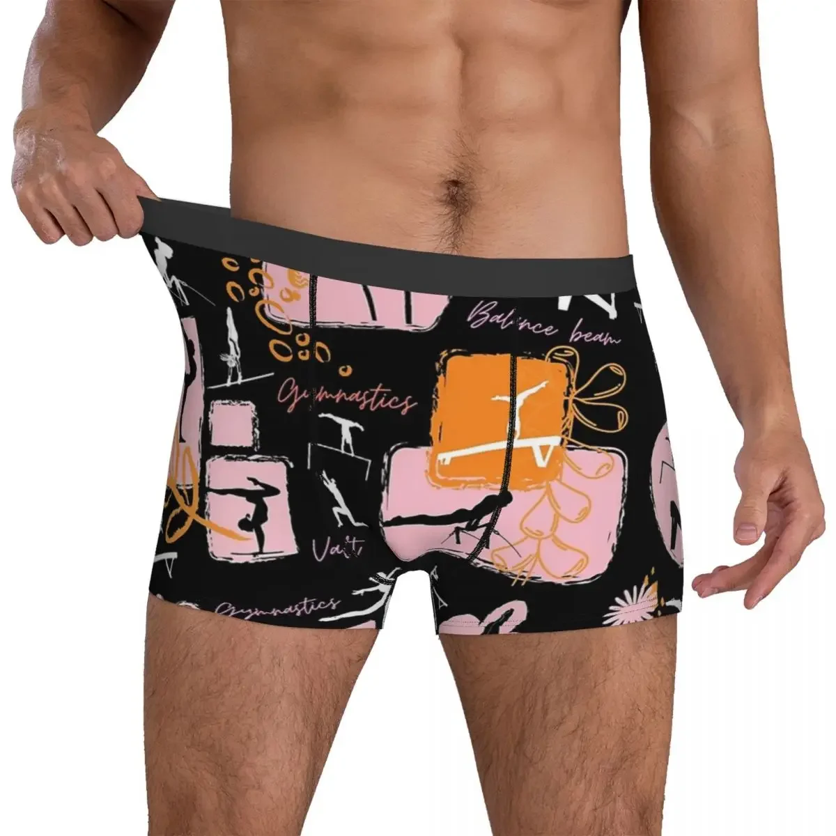 Boxer Underpants Shorts Artistic Gymnastics Print Panties Men's Soft Underwear for Homme Man Boyfriend Gifts