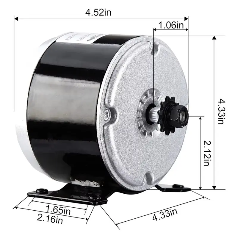 AA51 2X 24V 300W High Speed Brushed DC Motor 2750Rpm High Efficiency Aluminum DC Electric Motor For Electric Scooter New