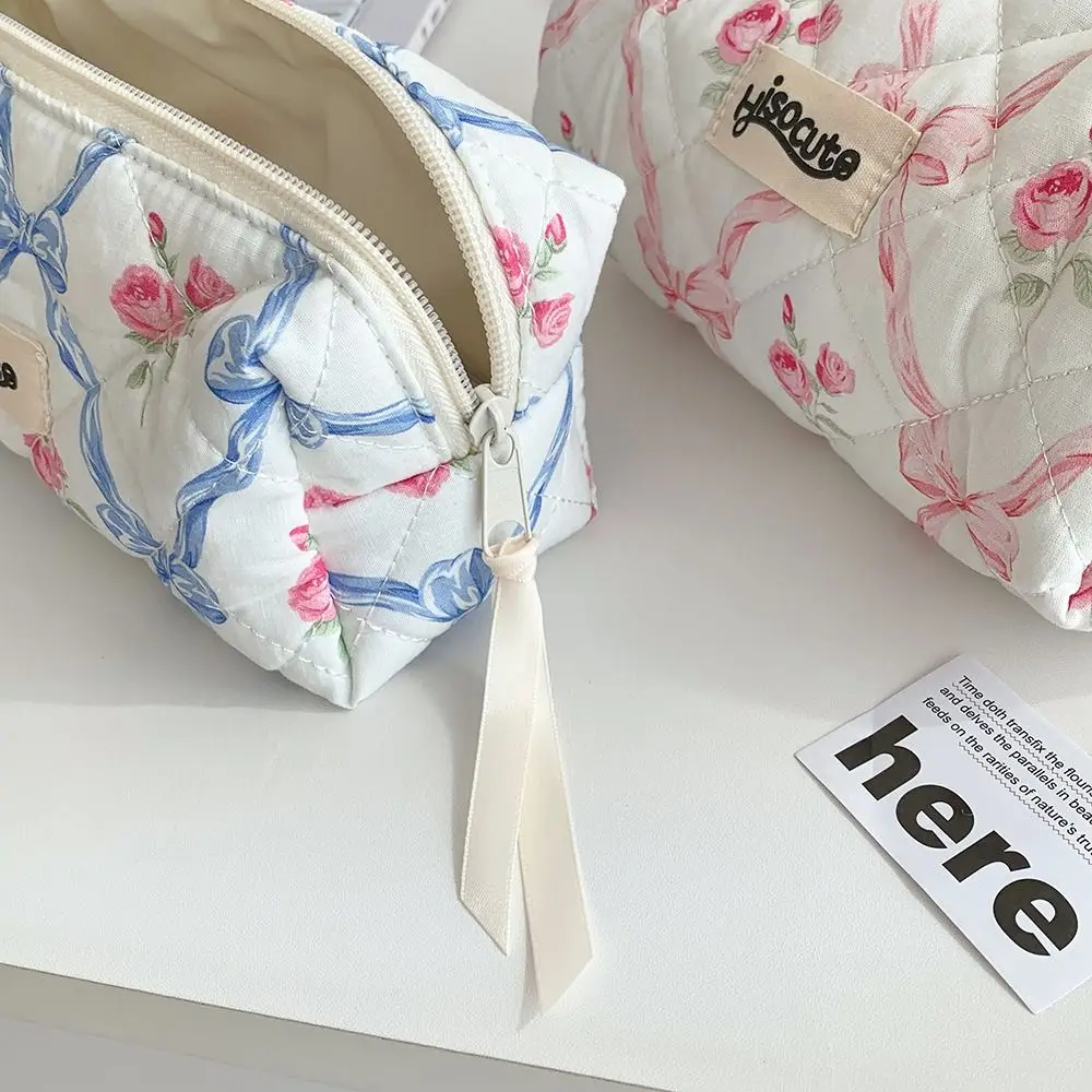 جديد سعة كبيرة حقيبة القلم الأزهار Bowknot حقيبة أدوات مكتبية متعددة الوظائف حقيبة مستحضرات التجميل طالب