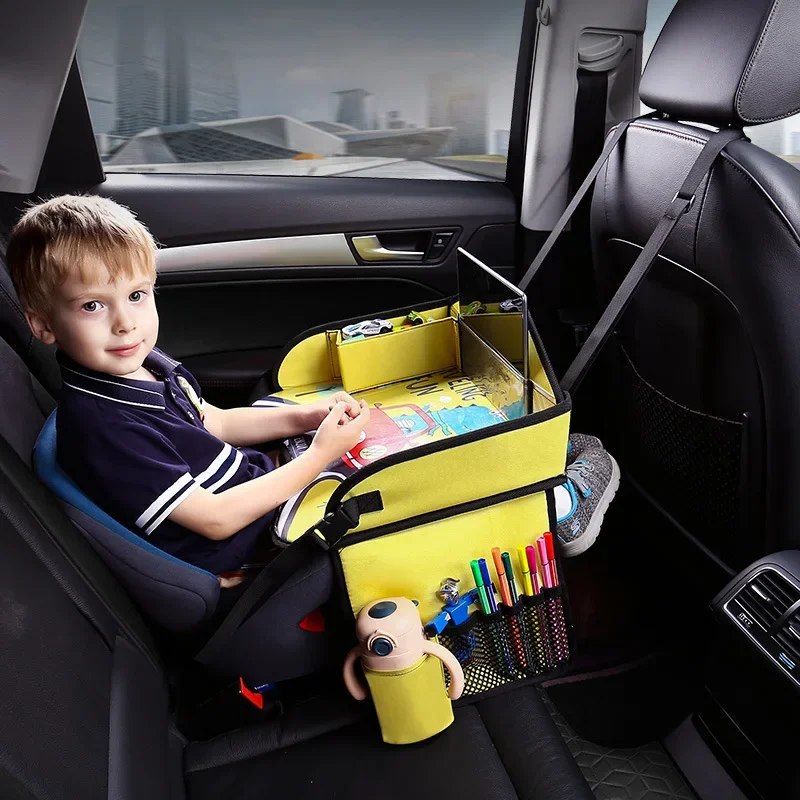 

Multi Functional Car Mounted Children's Meal Tray Rear Seat Tray Folding Storage Waterproof Table Board Child Soothing Device