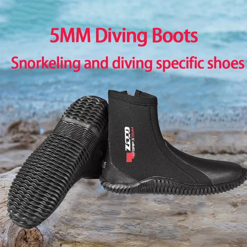 

5MM Neoprene Diving Boots Men Water Shoes Vulcanization Quick-drying Warm Fins Spearfishing Shoes Protection Adult Diving Boots