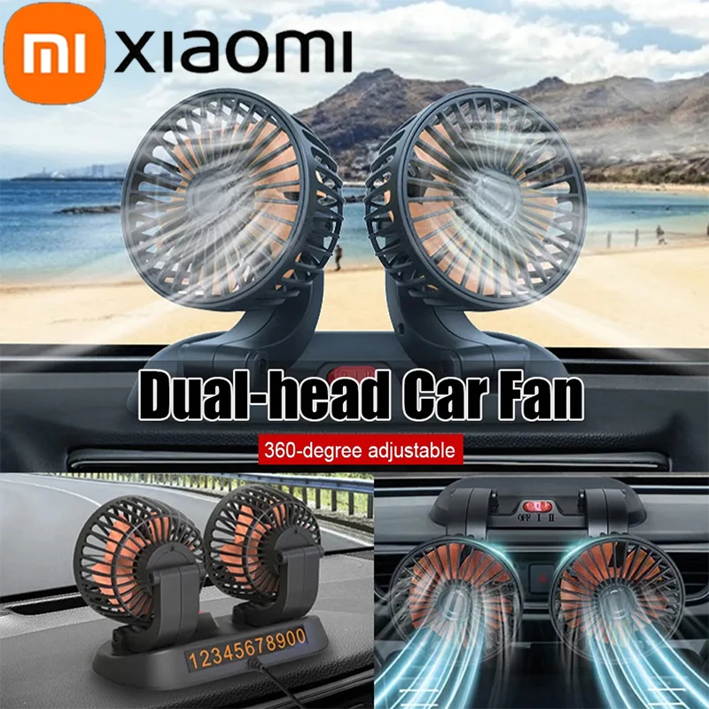 

Xiaomi Car Cooling Fan 360° Adjustable Two Head Car Fan 5V/12V/24V Brushless Low Noise Automotive Electric Fan for Truck