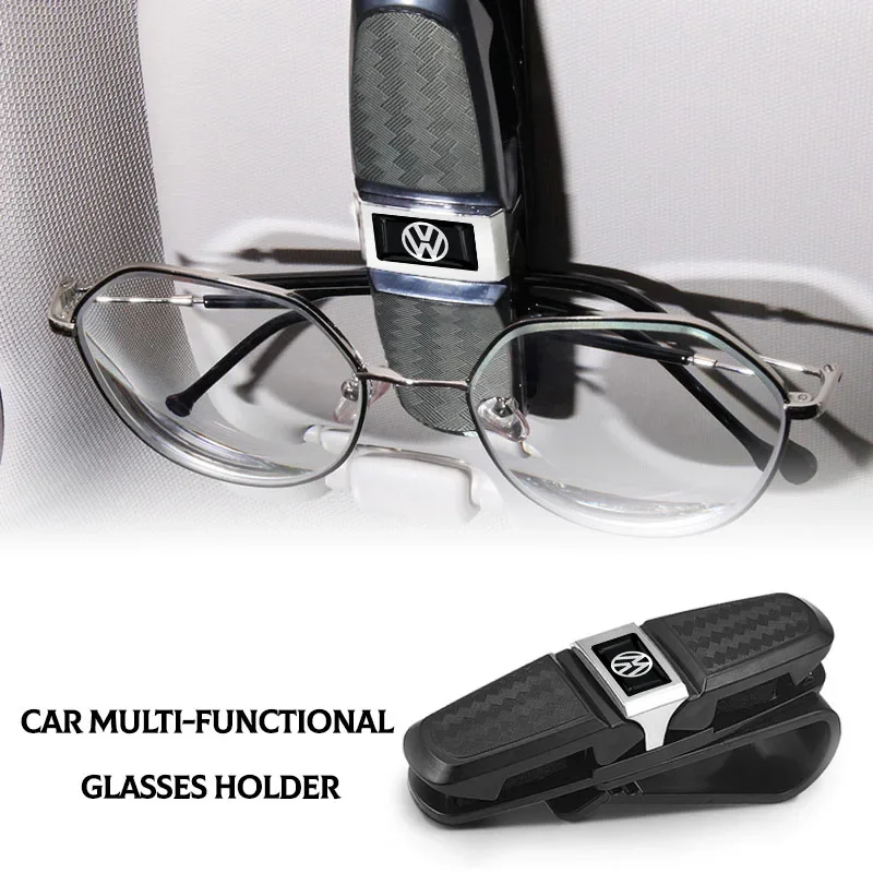 Car Sun Visor Glasses Box Universal Sunglasses Clip Card Ticket For Volkswagen CC Golf 6 7 GTI Tiguan Passat B5 B6 B7 Jetta