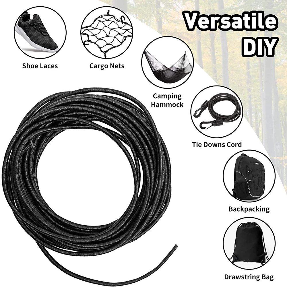 Sabuk jahit pakaian kerajinan DIY, tali elastis kuat 3/4/5/6/8MM hitam kabel elastis kualitas tinggi