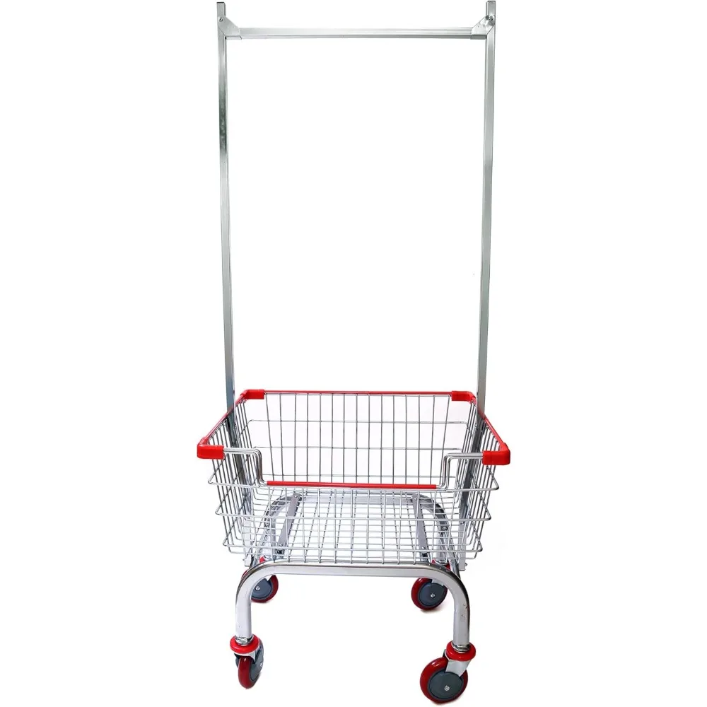 عربة غسيل مع رف مزدوج القطب، 2.5 بو (حواف حمراء أو زرقاء) (أحمر) #1