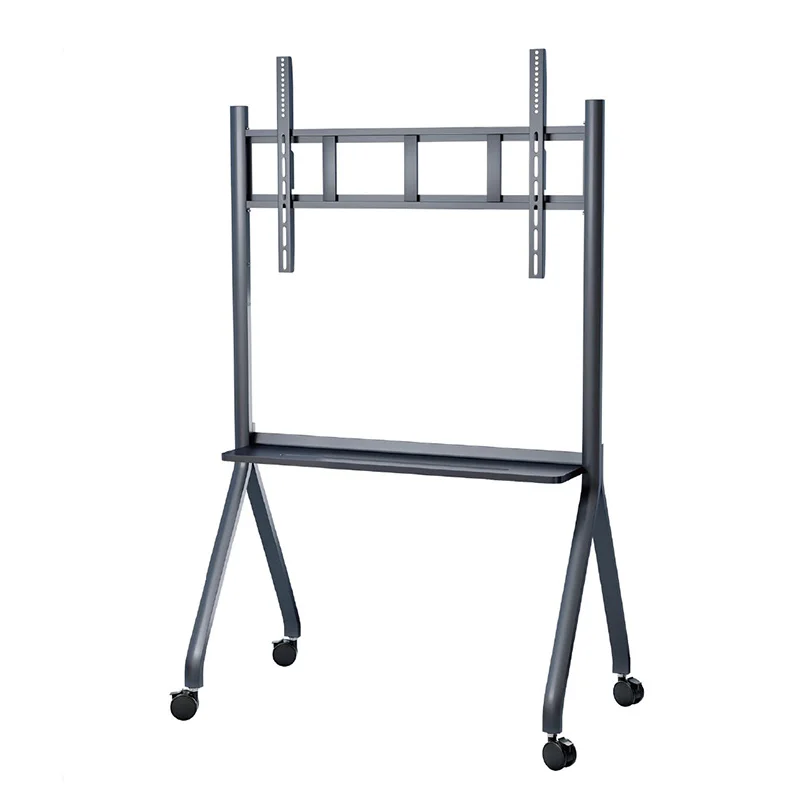 Mobile TV Cart Rolling Floor Stand Lockable Wheel Height Adjustable Cart 55-110 Inch Interactive Whiteboard TV Display Stand