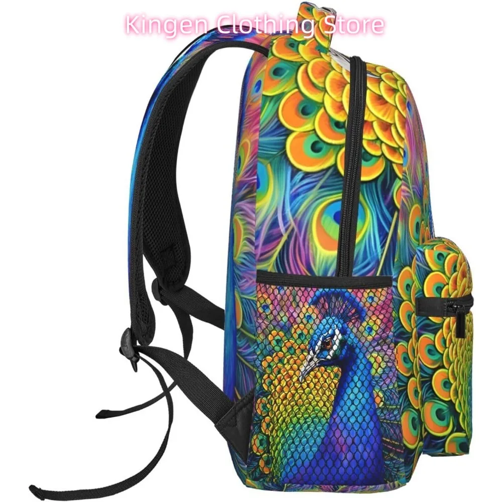 Bolsa para laptop de volta às aulas, pavão fofo, leve, mochila para laptop, leve, multiuso, viagem, casual, unissex, colega