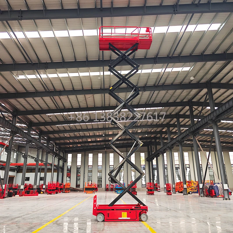 8m-14m Solid Rubber Tires Mobile Electric Self-Propelled Hydraulic Scissor Lift Platform Table With Good Price view 3