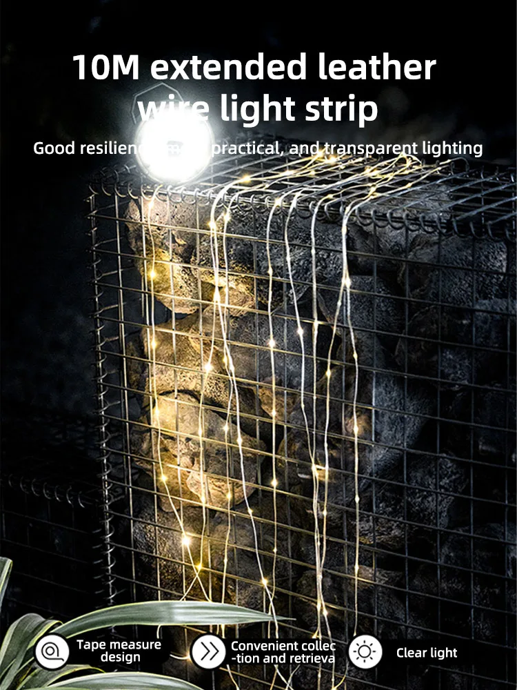 Blackdog Outdoor Maßband Umgebungslicht String Baldachin Lichtleiste LED Outdoor Zelt Licht Handkurbel Aufbewahrung – Detail 5