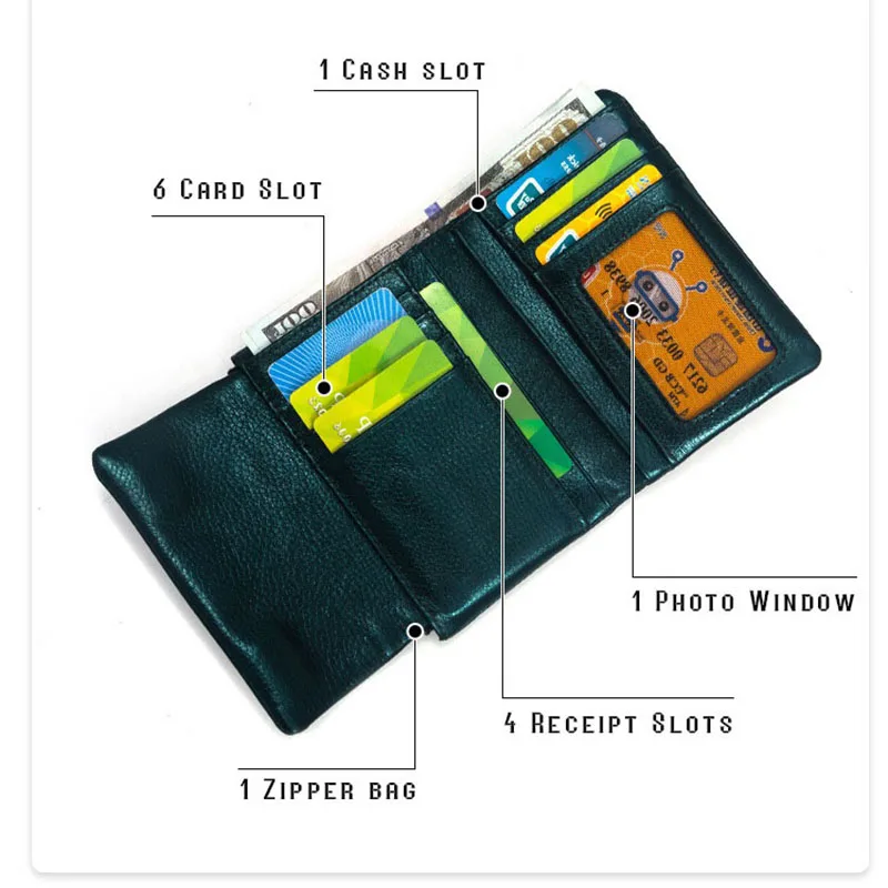 Dompet Kulit Asli Pendek Wanita Dompet Kulit Sapi Asli Lembut Modis Wanita Tas Clutch Kulit Sapi Tempat Kartu dengan Kotak Hadiah