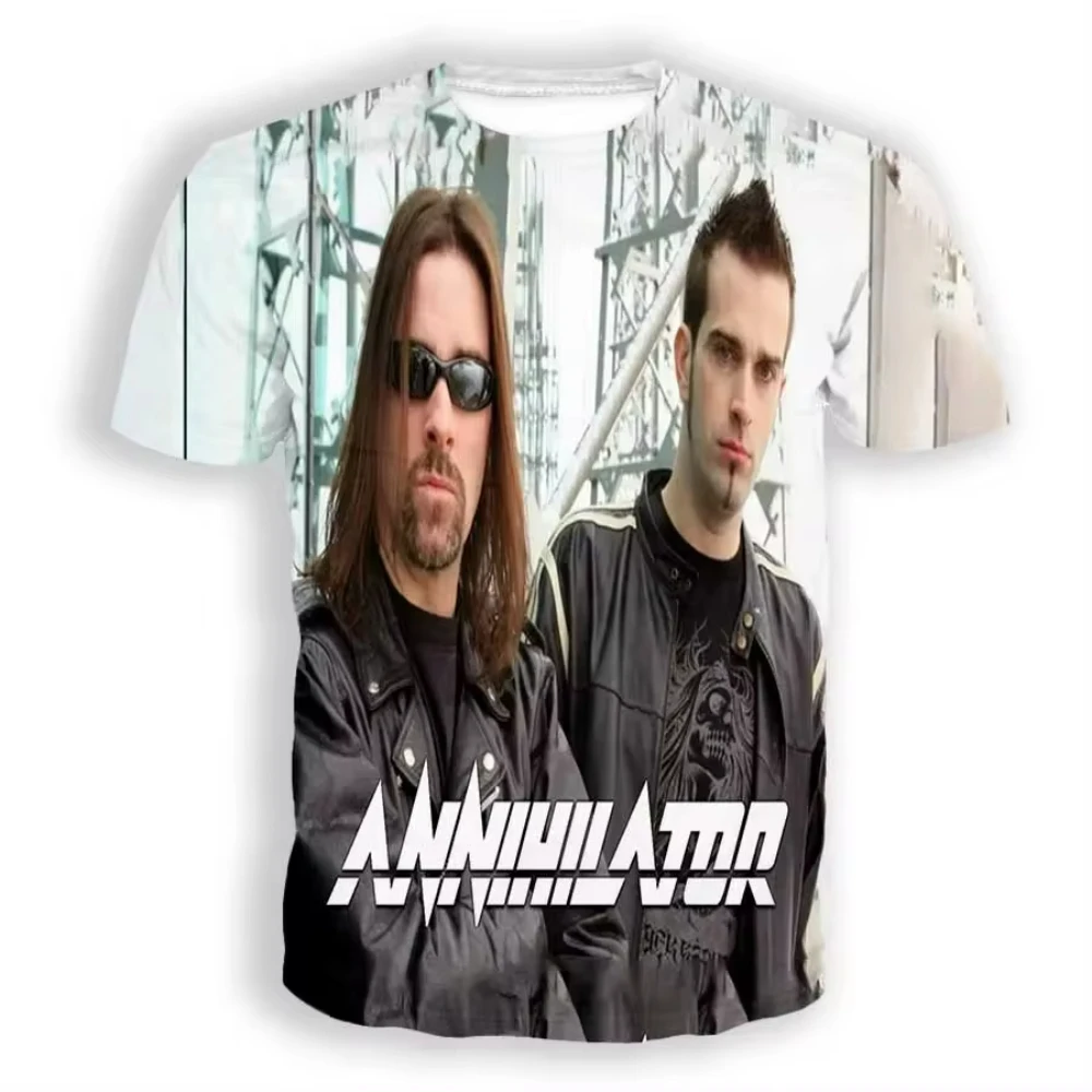 Rock Band Annihilator 3D Printed Men\'s T-Shirts Fashion Oversized Streetwear Casual Short Sleeve Hip Hop Tops Unisex Clothing