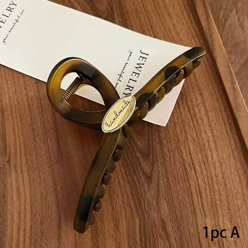 1 Stück Elegante Haarspange mit Schildpattmuster und goldenem Etikett, Damen Haarklammer für hochwertige Frisuren – Detail 5