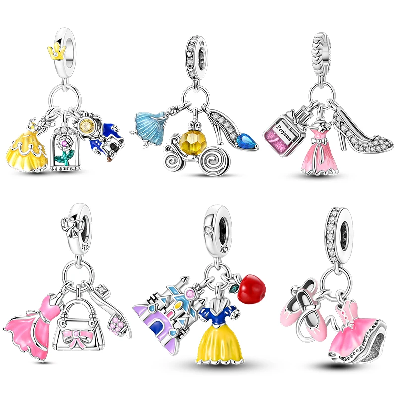 Beauty and the Beast (three-in-one) Charms Beads Fits 3mm Original Charms 925 Silver Bracelet Womens DIY Jewelry Gift 2026New in
