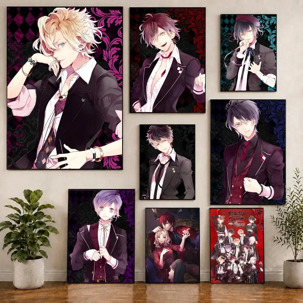 Vide Game D-Diabolik Lovers Poster Self-adhesive Living Room Bedroom Party Bar Decor Moisture-proof Fade-resistant HD
