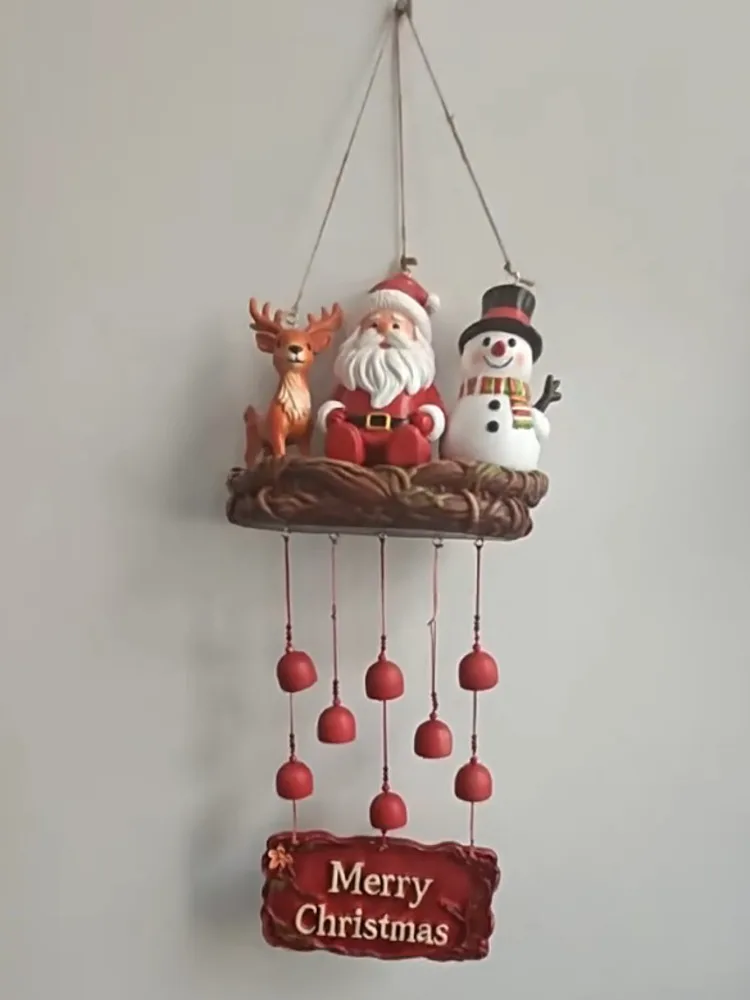 Resin Santa Snowman Reindeer Wind, Chimes Hanging Ornament Christmas Decoration, Home Porch Garden Party Gift, Merry Xmas Decor