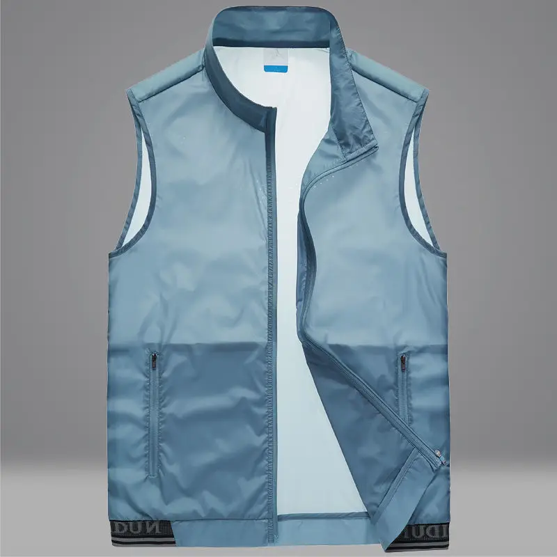 MaiDangDi-Chaleco sin mangas con cuello levantado para hombre, chaqueta informal ligera y transpirable para deportes al aire libre, caminar, ropa de