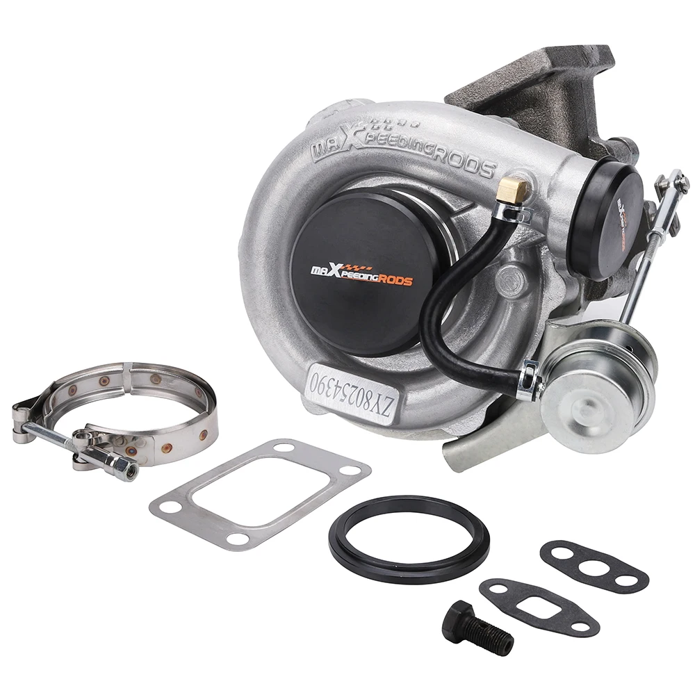 

MaXpeedingrods Universal Turbocharger T3 .63 A/R Oil Cooled V Band for 4 6 Cylinder Billet