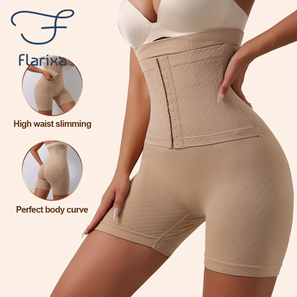 Flarixa Women High-Waisted Strong Tummy Control Panties With Hook-And-Eye Closure Shaperwear Waist Trainer Girdle Panty