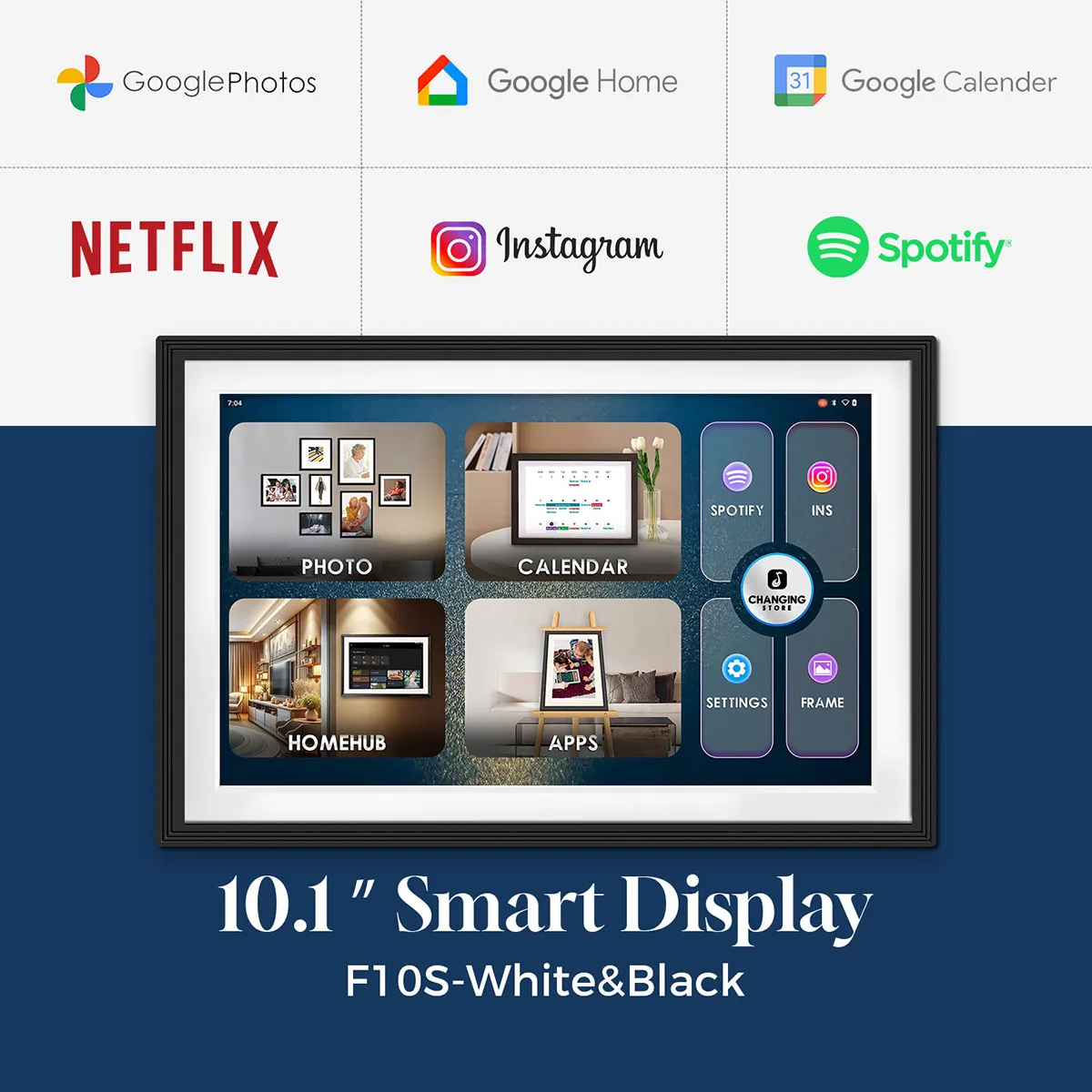 

10.1 Inch Changing Smart Display Canvas touchscreen Google Calendar&HomeHub&Assistant Smart TV Gifts for Family Music Frame