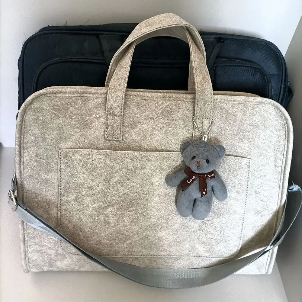 13-14/15-16Inch Laptop Notebook Case Briefcase Felt Tablet Protective Case Breathable with Bear Pendant Tablet Sleeve Bag School