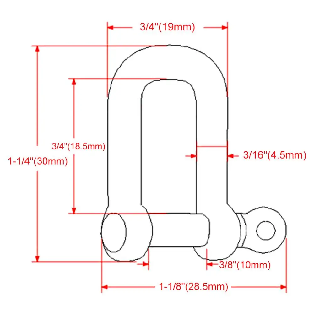 50pcs Metal D Anchor Shackle Screw Pin Bow Adjustable Buckle for DIY Paracord Bracelet Outdoor Camping Hiking Hardware Accessory