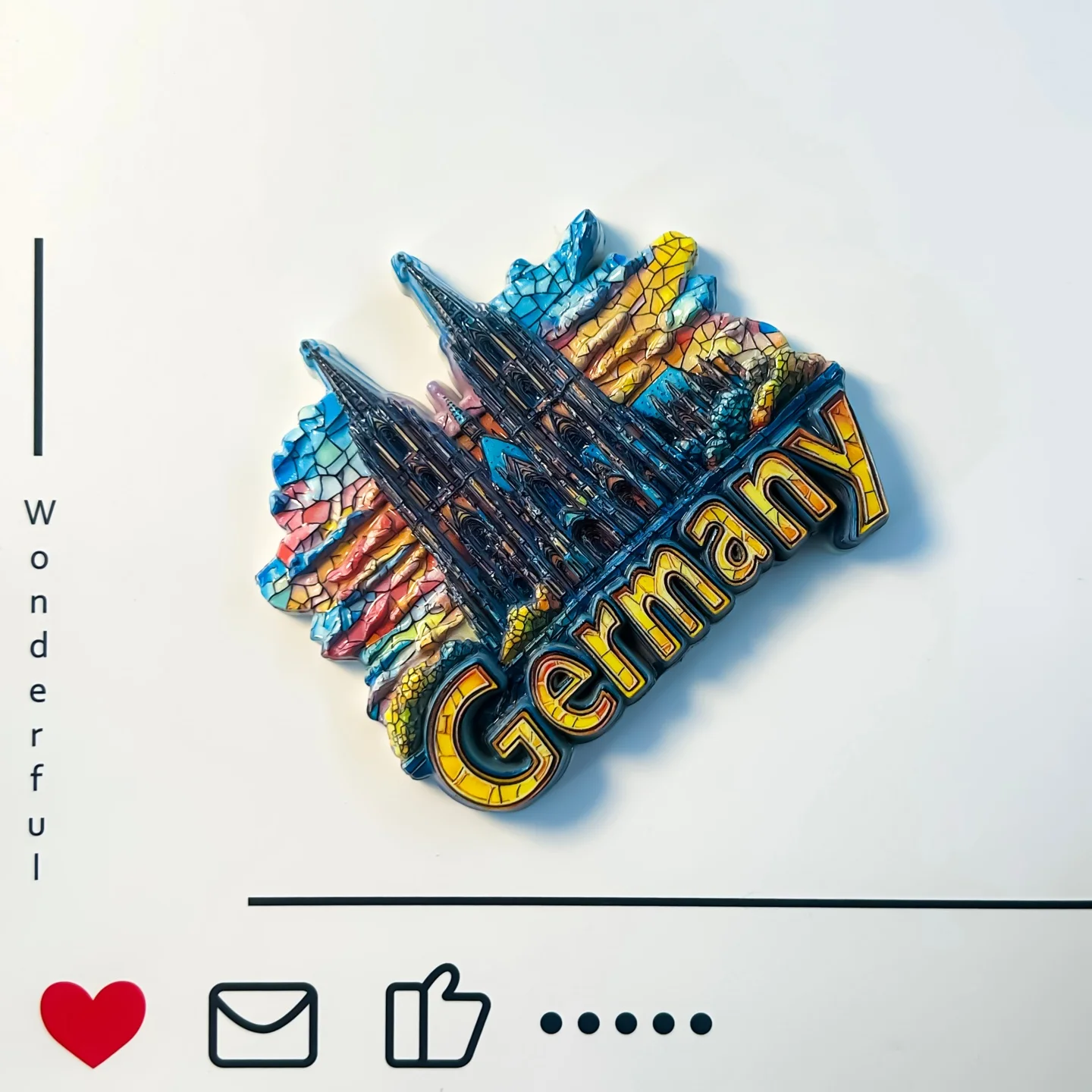Germany, landmark building, Cologne Cathedral, tourist collection, color, mosaic design, refrigerator sticker