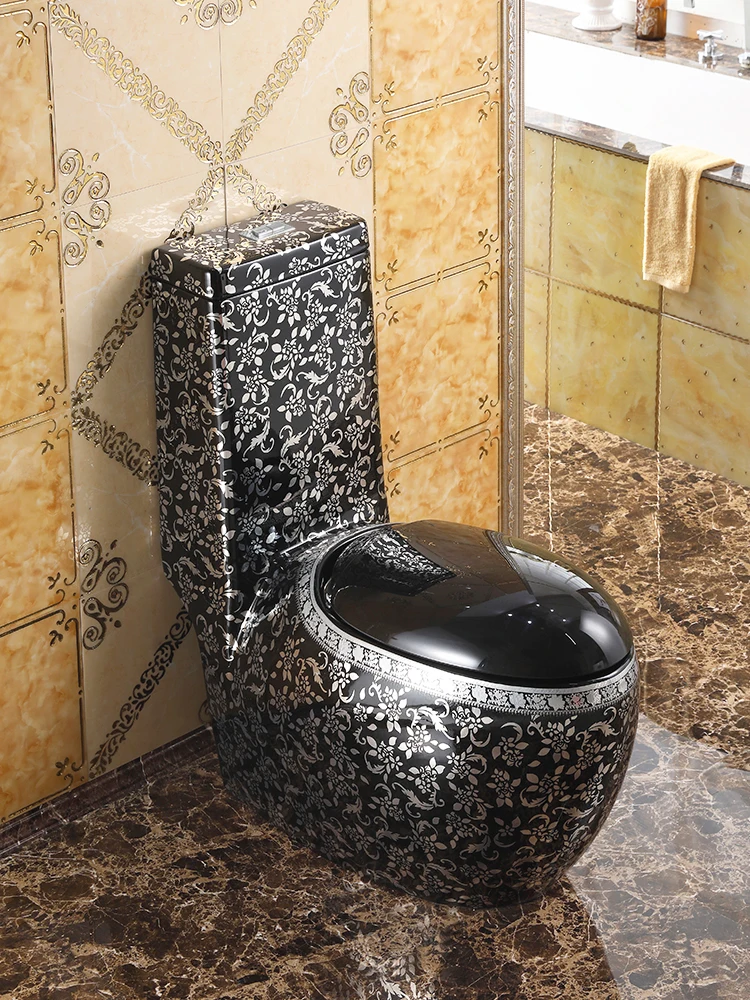 

Black toilet bowl, super whirlpool style, retro bathroom, odor proof, home creative ceramic Nordic toilet bowl