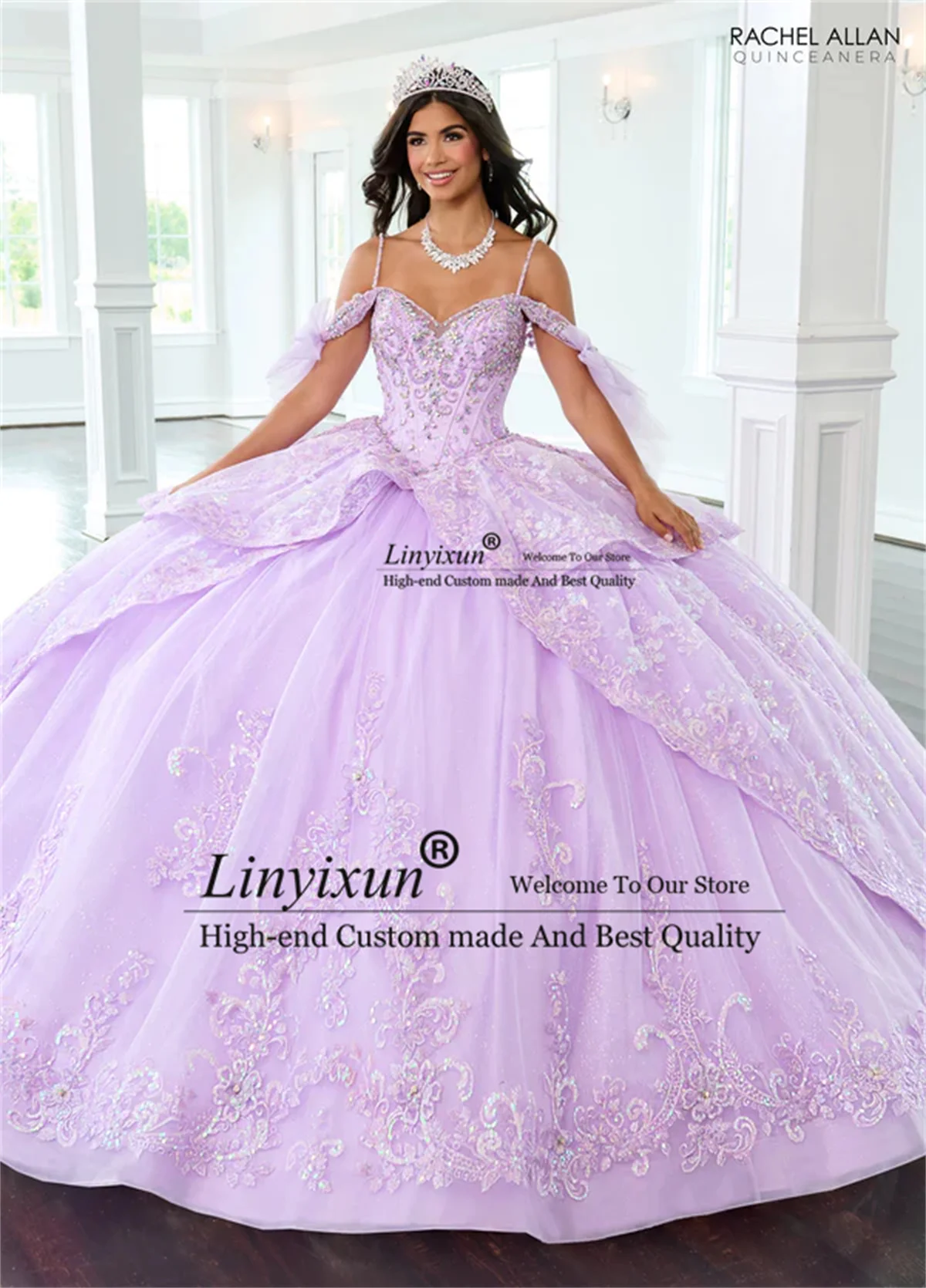 

Mexican Ball Gown Quinceanera Dress With Applique Lace Sequin Sweet 16 Gowns Off Shoulder Birthday Customized Vestido De 15 Anos