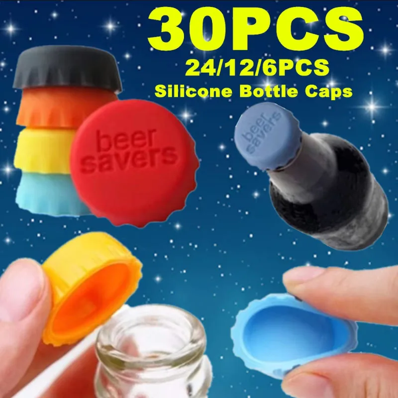 1-30PCS Creative Silicone Beer Bottle Cap Preservative Cover Bottle Cover Vinegar Soy Corktail Lid Wine Savers Bar Accessories