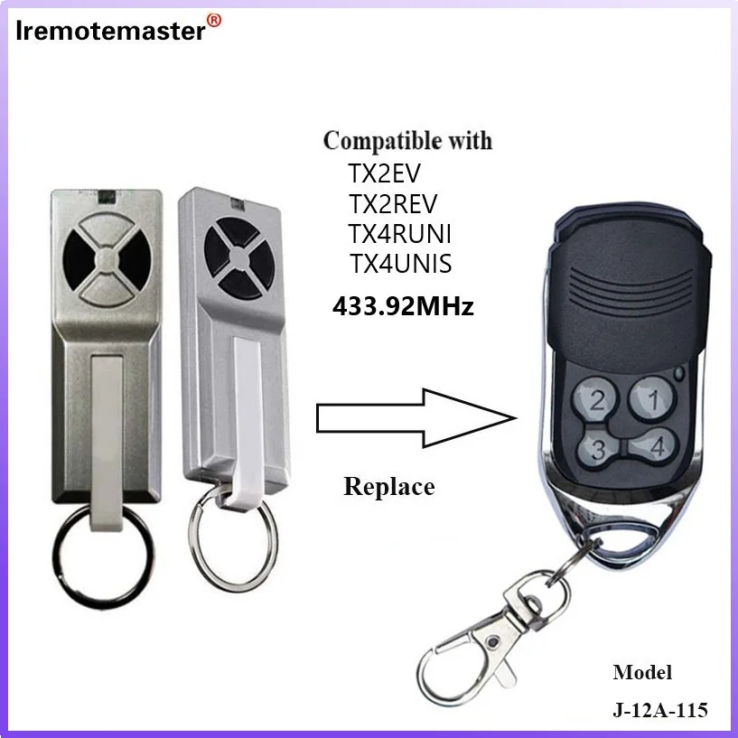 Replacement Liftmaster TX2REV / TX4RUNI 433.92mhz Rolling Code Garage Door Opener Remote Control