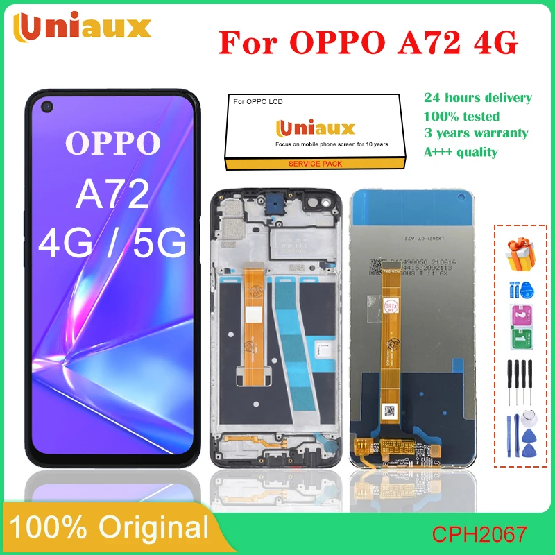 

6.5" Display Screen for Oppo A72 CPH2067 Lcd Display Digital Touch Screen with Frame Assembly for OPPO A72 4G Replacement