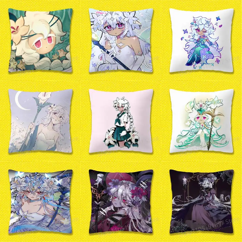 

White lily C-Cookie Run Kingdom Throw Pillow Case For 30x30cm 40x40cm 45x45cm 50x50cm 55x55cm Square Sofa Pillowcase Shell