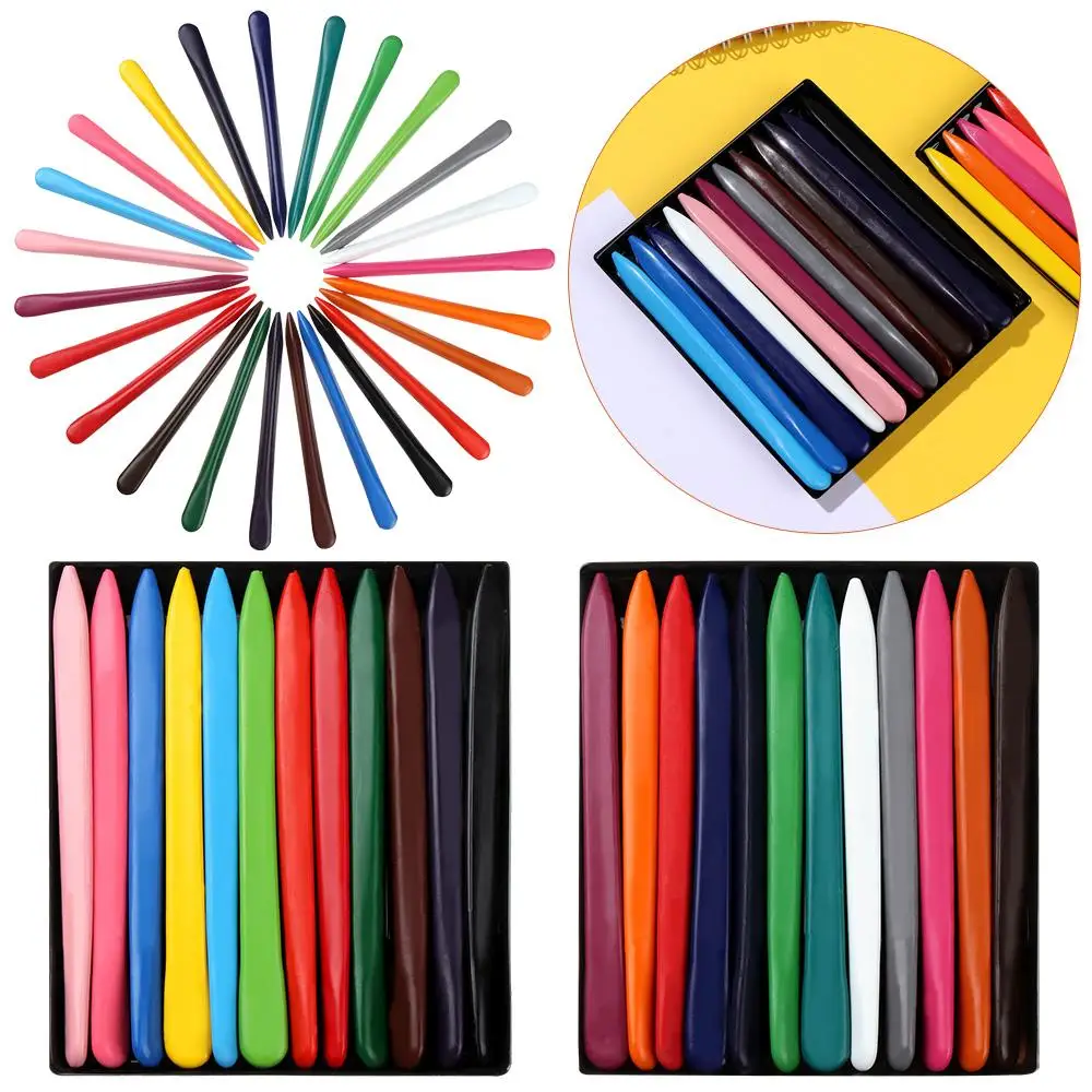 6/12/24/36 Colors Plastic Plastic Crayon Washable Erasable Colored Crayon Triangular Shaped Do Not Dirty Hands Painting Tools